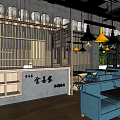 Modern Restaurant Interior Featuring Spacious Layout Wooden Tables And Warm Lighting 3d model