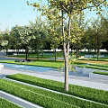 Beautiful Park Landscape Design With Green Trees Lush Lawns And Winding Paths