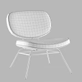 Creamy White Upholstered Leisure Chair With Modern Minimalist Black Metal Frame