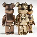 Decorative Gold Bronze Metal Bear Figurines With Textured Surfaces For Home Decor
