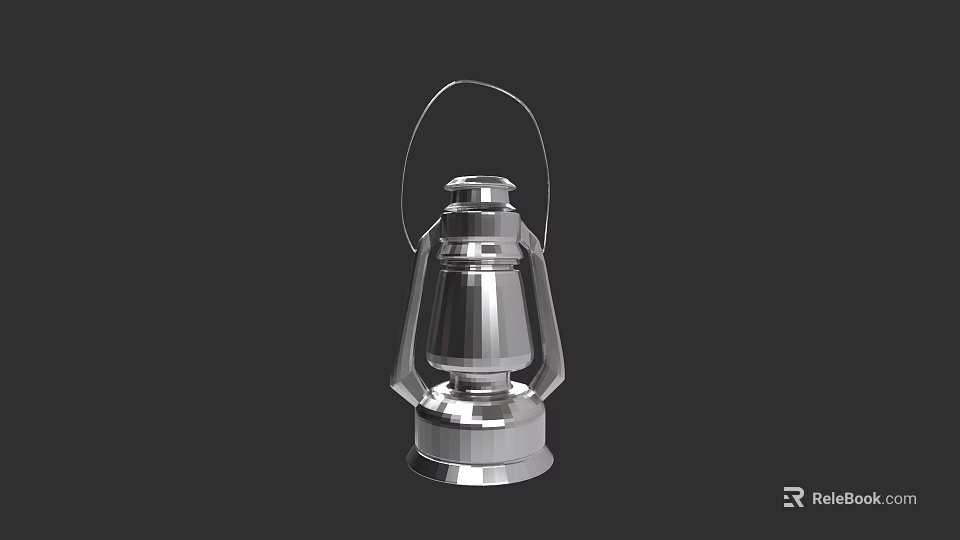Silver Metal Candle Lantern With Handle Classic Design Decorative Lighting 3d model 