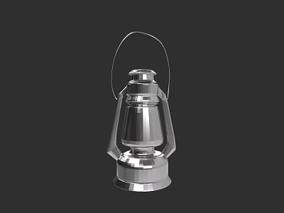 Silver Metal Candle Lantern With Handle Classic Design Decorative Lighting 3d model