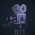 Vintage Commercial Film Camera Equipment With Tripod Dual Reels And Classic Lens