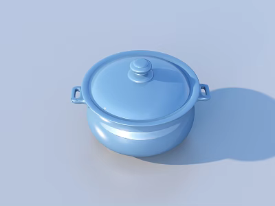 Sleek Blue Cooking Pot with Lid and Two Handles Modern Kitchen Cookware Design 3d model