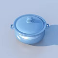 Sleek Blue Cooking Pot with Lid and Two Handles Modern Kitchen Cookware Design