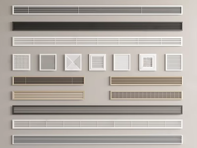 Modern Air Conditioner Vents With Various Grille Designs And Color Options 3d model