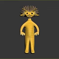 Yellow Cartoon Character With Hedgehog Like Spines Standing Pose And Friendly Smile