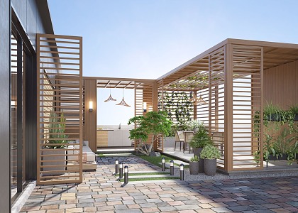 Modern courtyard landscape 3d model