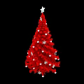 Red Christmas Decorative Ornament Set with White Star Snowflakes and Balls on Tree