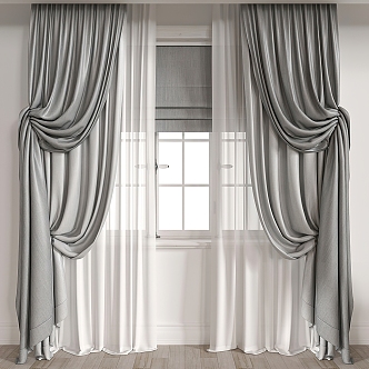 curtain fabric curtain transparent gauze curtain 3d model