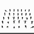 Multiple Action Figures in Various Dynamic Poses Arranged on Gray Surface 3d model