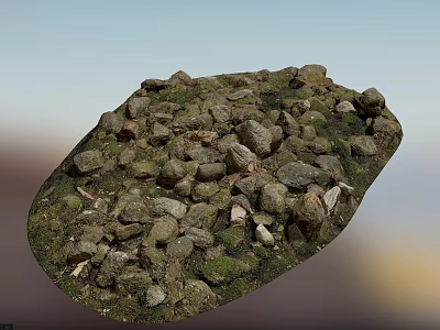 Natural Stone and Wood Materials with Mossy Texture for Garden Landscaping 3d model
