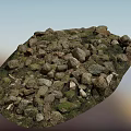 Natural Stone and Wood Materials with Mossy Texture for Garden Landscaping
