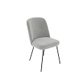 Modern Light Gray Upholstered Single Chair With Black Slim Metal Legs