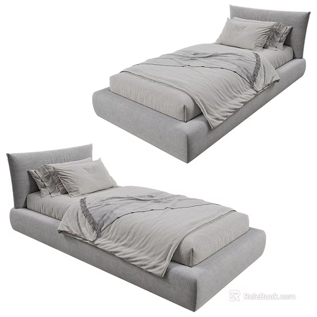 Modern Gray Inflatable Bed Design with Comfortable Bedding and Soft Pillows 3d model