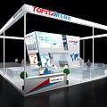 TOPSTAR AIR TOOLS Exhibition Booth With Glass Railings And World Map Display People Interacting Inside