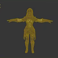 Woman in Hooded Brown and White Outfit With Leather Armor Leggings and Boots Arms Outstretched