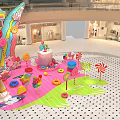 Vibrant Candy Themed Photo Spot In Mall Atrium With Lollipop And Ice Cream Decorations