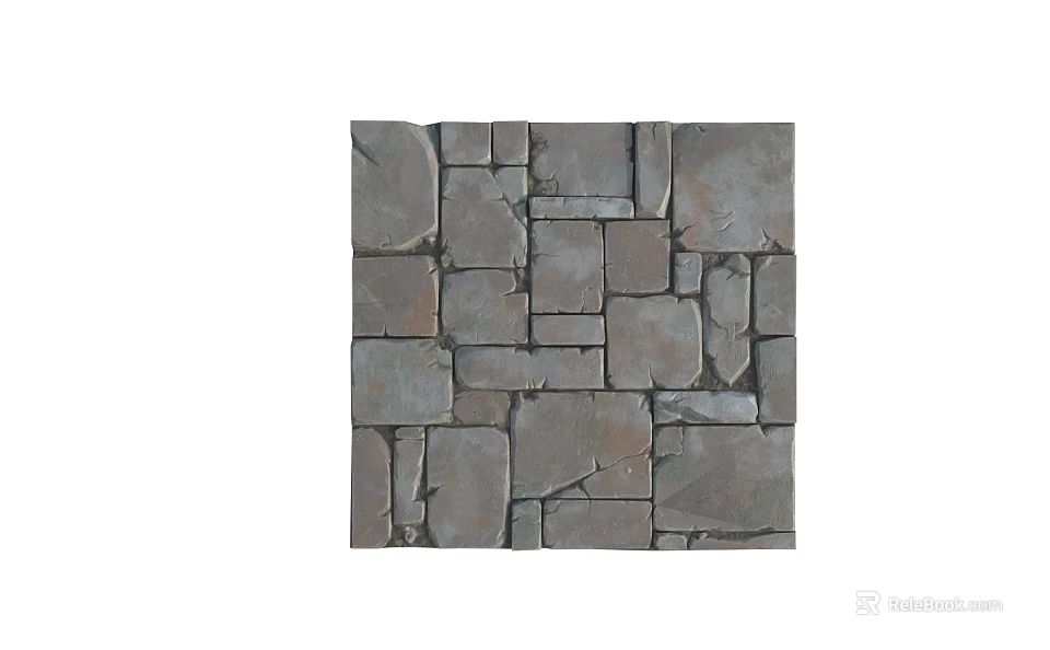 Grey Stone Wood Wall Tiles With Different Sizes And Natural Texture Design 3d model 
