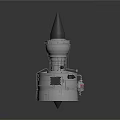 Detailed Space Rocket Model With Conical Top And Mechanical Structure For Space Exploration