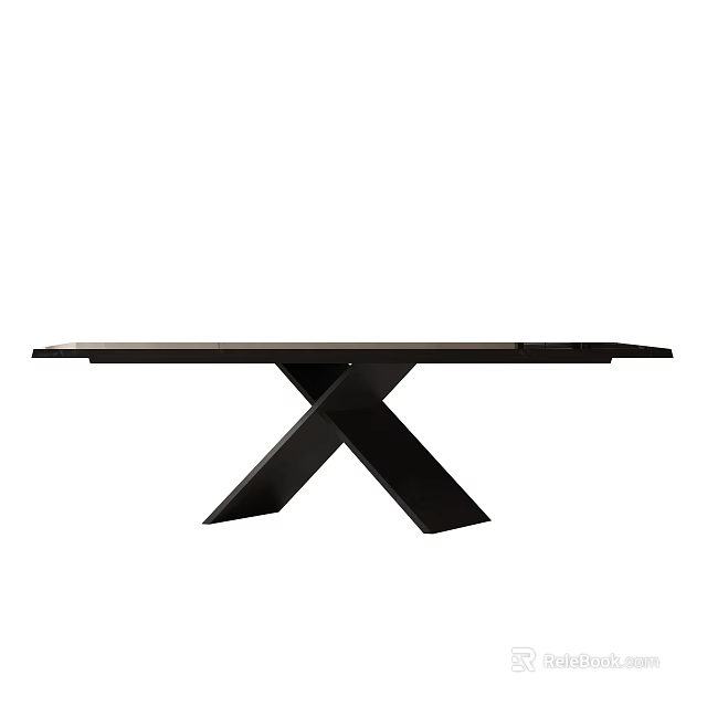 Modern Black Dining Table With X Shaped Legs And Sleek Design 3d model