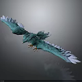 Blue Eagle Displaying Spread Wings Blue White Gradient Feathers And Yellow Talons On Gray Background