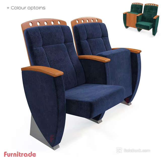 Modern Blue Leisure Chair With Wooden Armrests And Multiple Color Options 3d model 