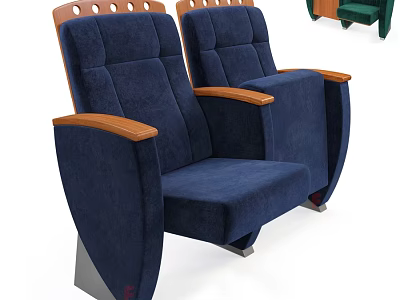 Modern Blue Leisure Chair With Wooden Armrests And Multiple Color Options 3d model