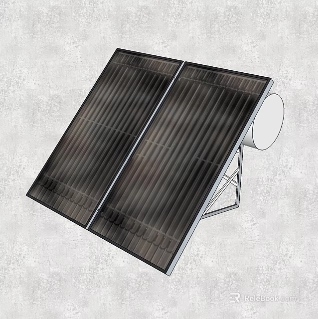 Black Solar Panel System With Double Collectors And Metal Stand Design 3d model