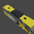 Yellow Coach Bus With Black And Gray Geometric Patterns Exterior Design