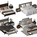 Stylish Double Bed Designs with Wooden Headboards Nightstands and Bedding in Bedroom