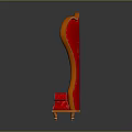 Red High Back Single Sofa With Diamond Pattern Velvet Upholstery And Wooden Trim