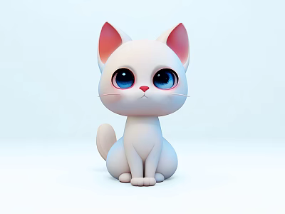 White Reptile Lizard With Pink Ear Features And Blue Eyes On White Surface 3d model