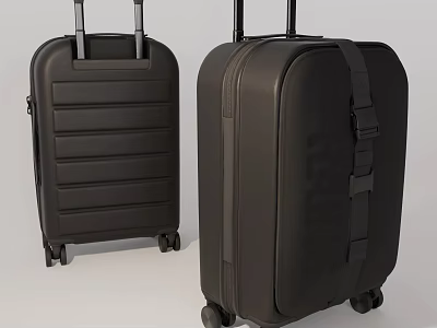Modern Black Suitcases With Sleek Design Vertical Stripes Strap Telescopic Handles And Rolling Wheels 3d model