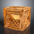 Vintage Wooden Crate With Crossed Slats Cube Shape And Textured Surface