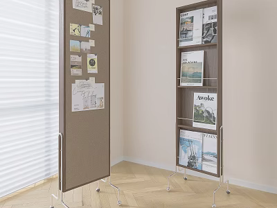 Modern Freestanding Bookcase With Magazine Storage And Mobile Wheels In Office Corner 3d model