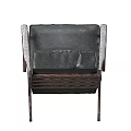 Comfortable Black Leather Leisure Chair With Vintage Wood Frame And Modern Design