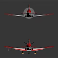 Two Red And White Passenger Planes With Propellers Flying On Dark Background 3d model
