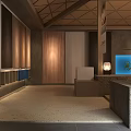 Contemporary Retail Store Featuring Modern Architecture Panda Doll And Blue Logo