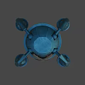 Blue Robot Like Game And Movie Character With Cross X Design Red Eyes Clawed Limbs