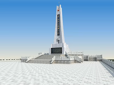 Tall Monument Tower Architectural Structure With Stone Steps Square Platform And Marble Base 3d model