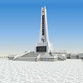 Tall Monument Tower Architectural Structure With Stone Steps Square Platform And Marble Base 3d model