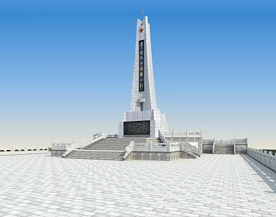 Tall Monument Tower Architectural Structure With Stone Steps Square Platform And Marble Base 3d model