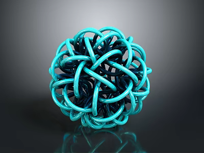 Modern Artistic Furniture Decorative Sphere With Intertwined Teal And Black Rings 3d model