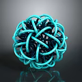 Modern Artistic Furniture Decorative Sphere With Intertwined Teal And Black Rings