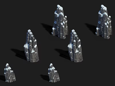 Snow Covered Stone Wood Structures For Decorative Landscape Models 3d model