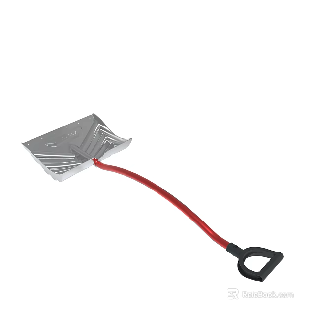Heavy Duty Snow Shovel With Silver Blade Red Handle And Black Grip 3d model 