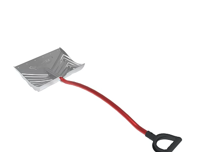 Heavy Duty Snow Shovel With Silver Blade Red Handle And Black Grip 3d model
