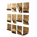 Set of Vintage Brown Textured Paper Wall Decor With Rolled Edges