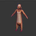 Brown Animal Onesie Costume With White Belly Hood And Red Shoes